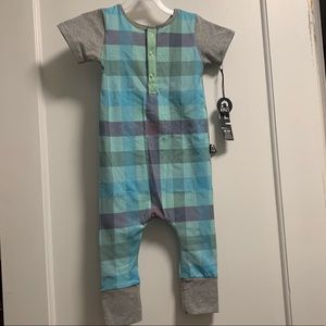 Plaid Henley romper
